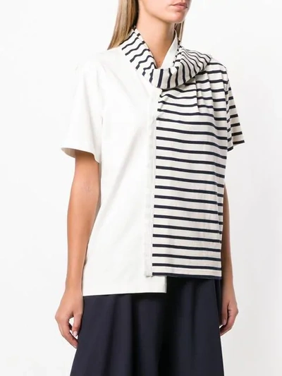 Shop Jw Anderson Striped Jersey T-shirt With Draped Scarf In White