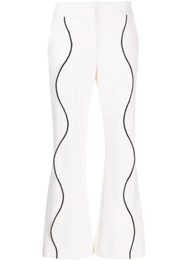 Shop Genny Contrasting Trim Flared Trousers - White