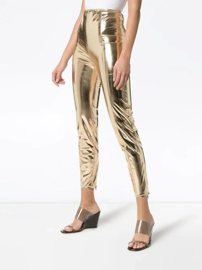 Shop Lisa Marie Fernandez Karlie Metallic Leggings In Gold
