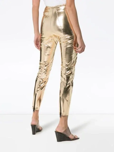 Shop Lisa Marie Fernandez Karlie Metallic Leggings In Gold
