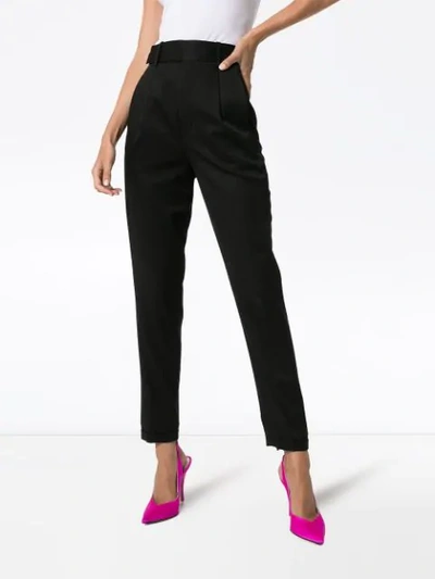 Shop Saint Laurent High-waisted Tailored Trousers In Black