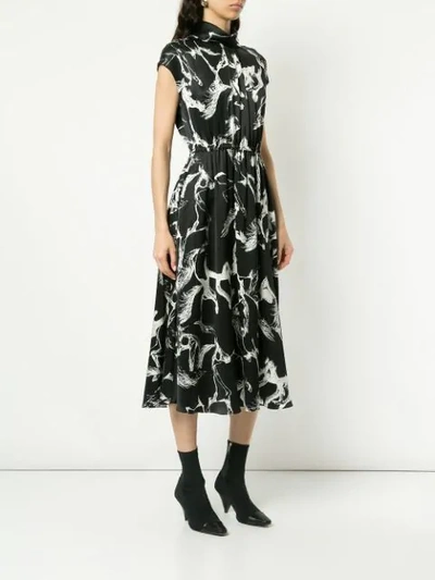 Shop Adam Lippes Abstract Print Midi Dress In Black