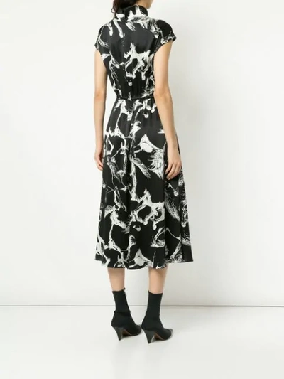 Shop Adam Lippes Abstract Print Midi Dress In Black