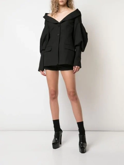 Shop Vera Wang Puff Sleeve Jacket In Black