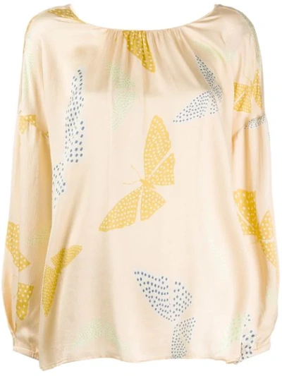 Shop Forte Forte Butterfly Print Blouse In Neutrals