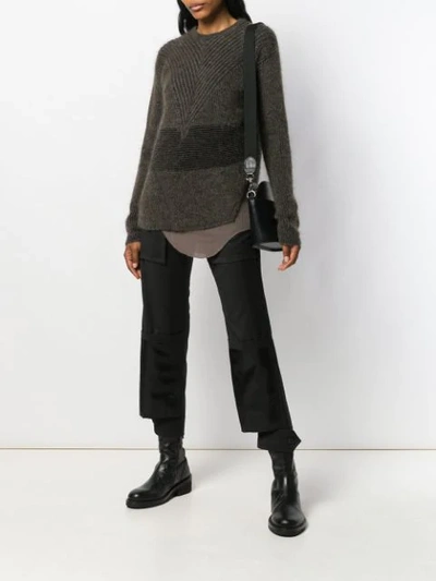 RICK OWENS STRIPED LONG SLEEVE JUMPER - 棕色