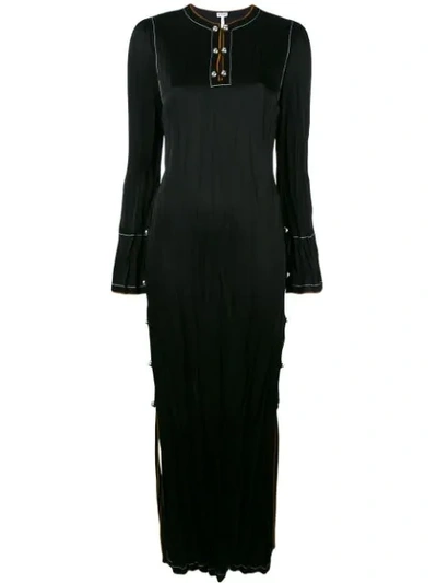 Shop Loewe Split Side Long Dress In Black