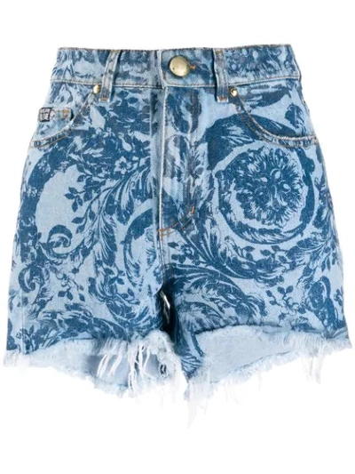 Shop Versace Jeans Couture Paisley Print Shorts In Blue
