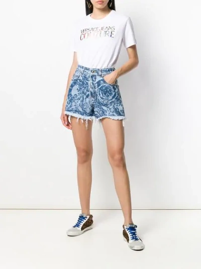 Shop Versace Jeans Couture Paisley Print Shorts In Blue