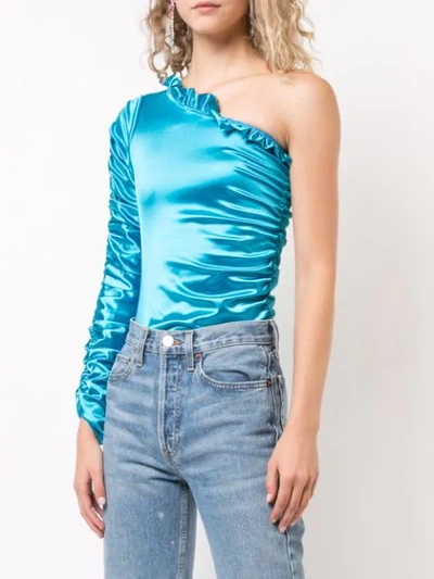 Shop Fantabody Carol Ruffle Bodysuit In Blue