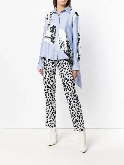 Shop Koché Leopard Print Straight Trousers In Grey