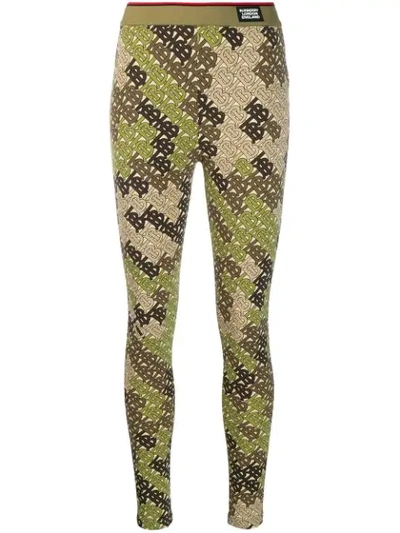 Shop Burberry Monogram Print Leggings In Neutrals