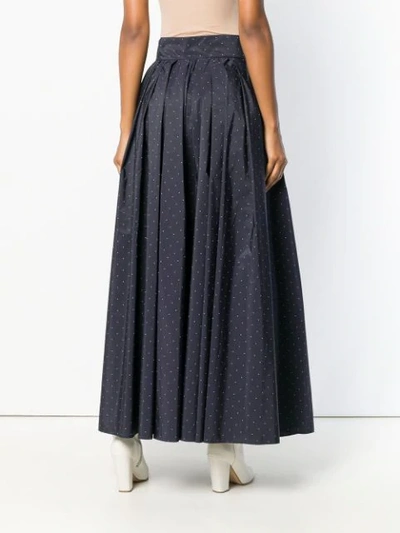 Shop Max Mara Flared Spotted Bow Detail Skirt - Blue