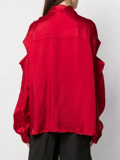 Shop Andrea Ya'aqov Satin Shirt With Arm Cut In Red