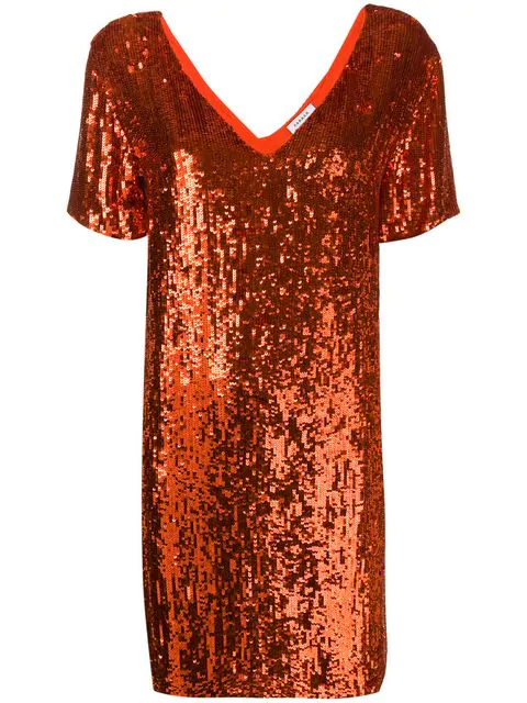 orange embellished dress