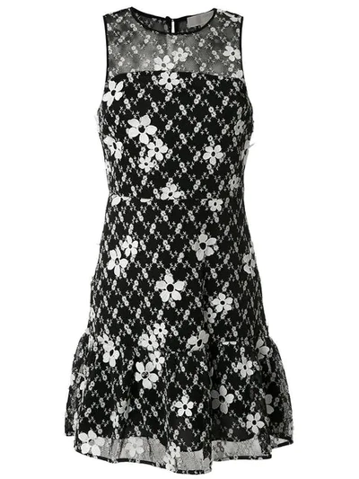 Shop Michael Michael Kors Floral Embroidered Mini Dress In Black