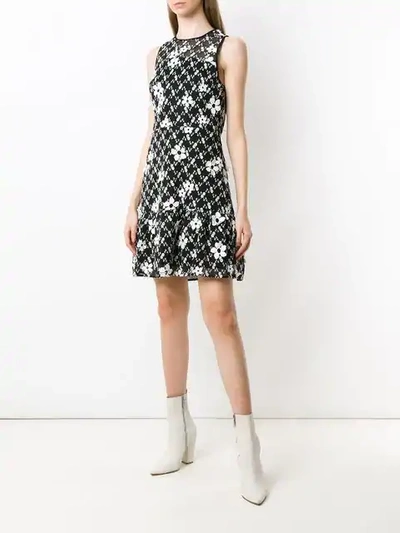 Shop Michael Michael Kors Floral Embroidered Mini Dress In Black