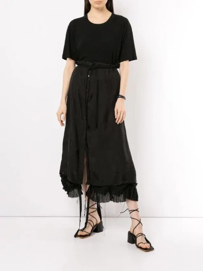 Shop Ann Demeulemeester Pleated Inserts Skirt In Black