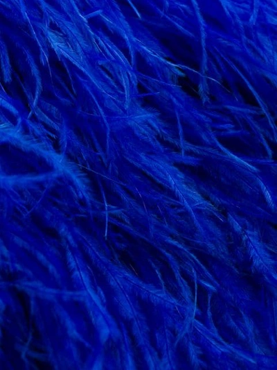 Attico Ostrich Feather Embellished Mini Dress In Blue