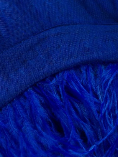 Attico Ostrich Feather Embellished Mini Dress In Blue