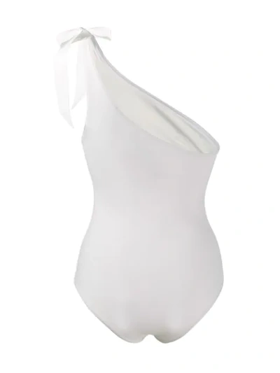 Shop Zimmermann One Shoulder Swimsuit In White