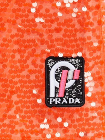 Shop Prada Sequin Shift Dress In Orange