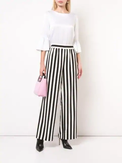 Shop Alice And Olivia Striped High-waist Trousers In Black