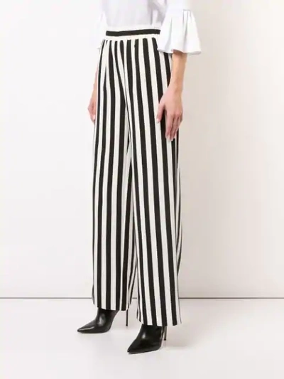 Shop Alice And Olivia Striped High-waist Trousers In Black