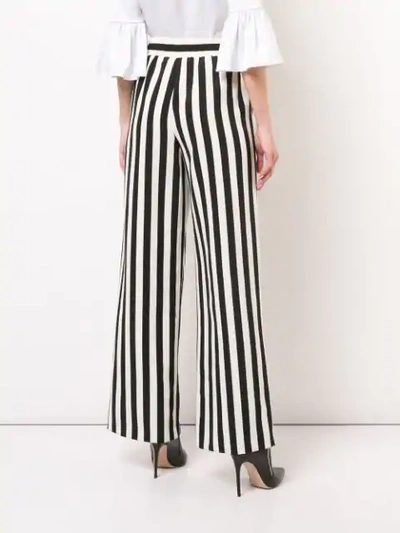 Shop Alice And Olivia Striped High-waist Trousers In Black