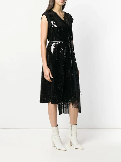 Shop Marc Jacobs Belted Sequined Lace Dress In Black