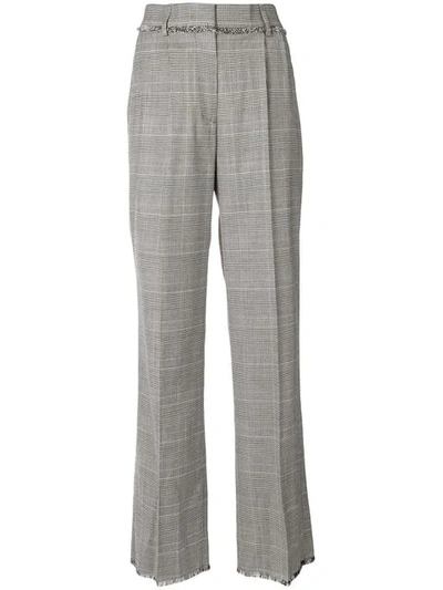Shop Msgm Plaid Flared Tailored Trousers In Black