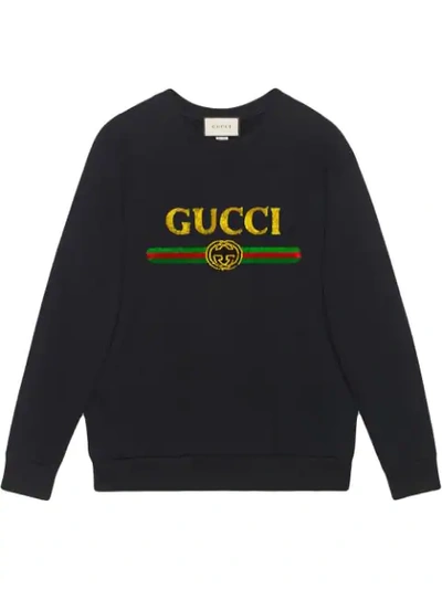 Shop Gucci Oversize Sweatshirt With  Logo In Black