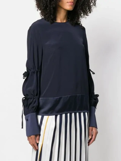 VICTORIA VICTORIA BECKHAM TIED-SLEEVES BLOUSE - 蓝色