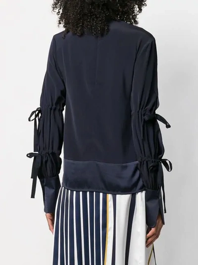 VICTORIA VICTORIA BECKHAM TIED-SLEEVES BLOUSE - 蓝色