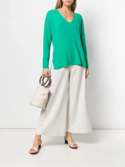 Shop Allude Ribbed Jumper In Green