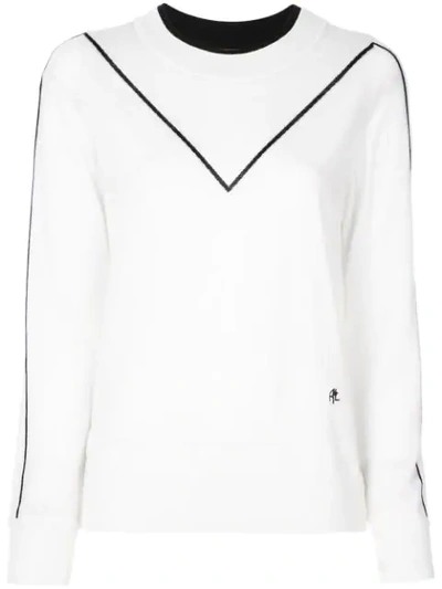 Shop Adam Lippes Contrast Stripe Sweatshirt In White