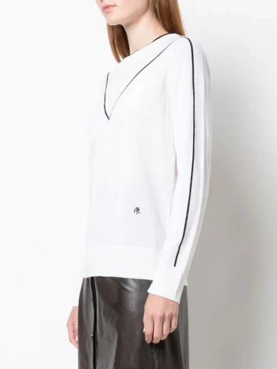 Shop Adam Lippes Contrast Stripe Sweatshirt In White