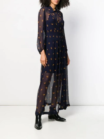 Shop Baum Und Pferdgarten Floral Print Sheer Maxi Dress In Blue