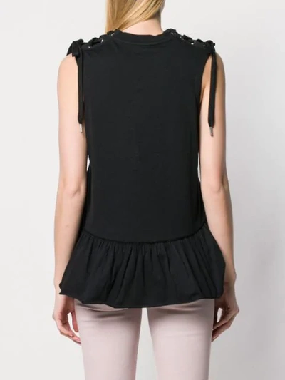 Shop Red Valentino Lace Shoulder Tank Top In Black