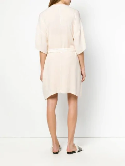 Shop Raquel Allegra U-neck Belted Dress In Neutrals