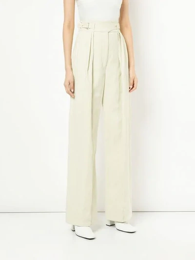 Shop Lemaire Buckle High Waisted Trousers In Neutrals
