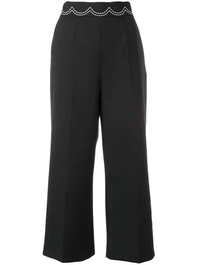 Shop Red Valentino Cropped Trousers In Black