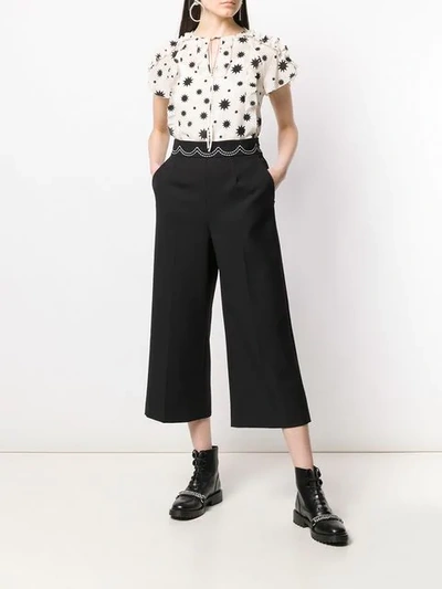 Shop Red Valentino Cropped Trousers In Black