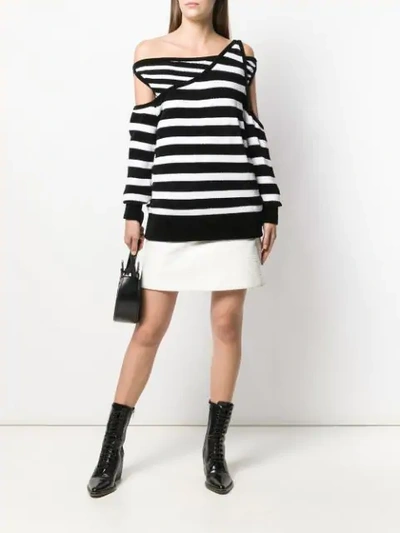 Shop Balmain Striped Layered Sweater In Eab Noir/blanc