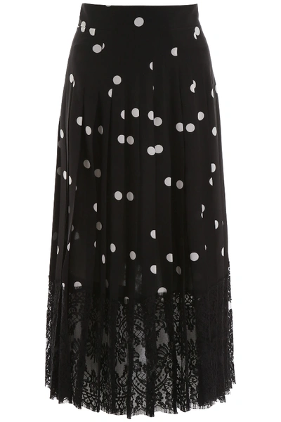 Shop Dolce & Gabbana Polka Dots Midi Skirt In Pois Bco Fdo Nero (black)
