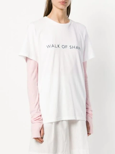 Shop Walk Of Shame Logo Printed T-shirt In White