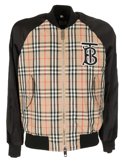 Shop Burberry Checked Bomber
