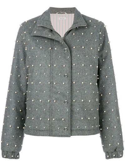 Shop Thom Browne Flannel Down Jacket In Grey