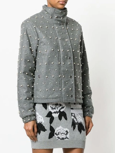 Shop Thom Browne Flannel Down Jacket In Grey