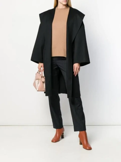 Shop Loewe Belted Wrap Coat In 1100 Black